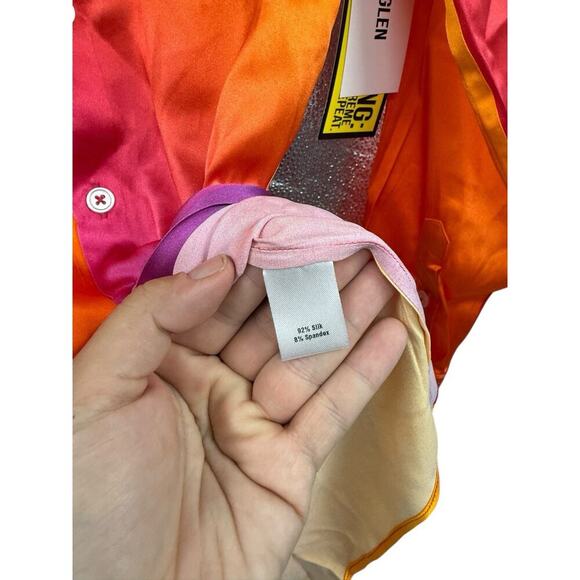 BRUCE GLENN PRISM SUNRISE SILK BUTTON UP SHIRT WOMENS XS NEW - Picture 5 of 12